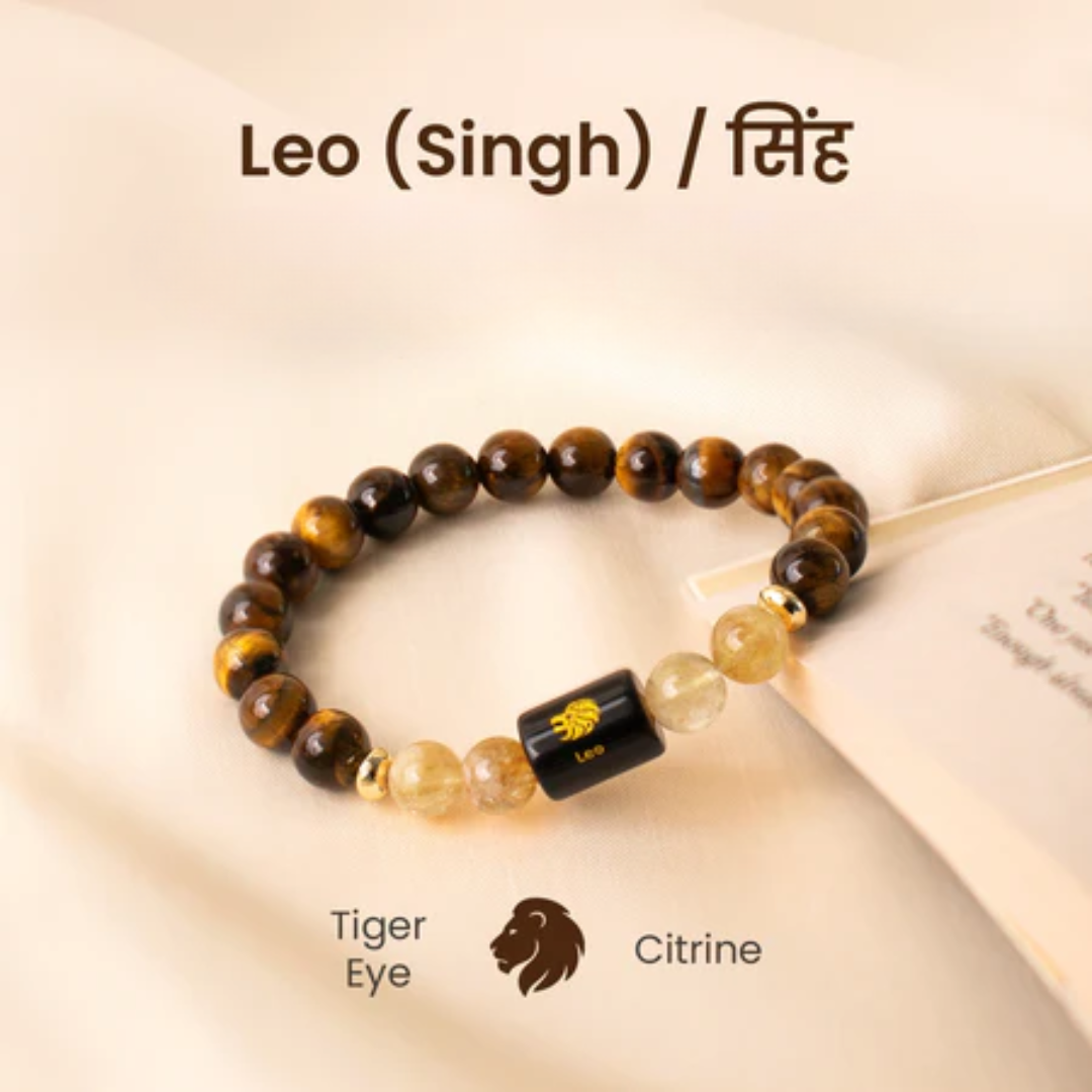 Leo (सिंह राशि) Zodiac Tiger Eye & Citrine Bracelet