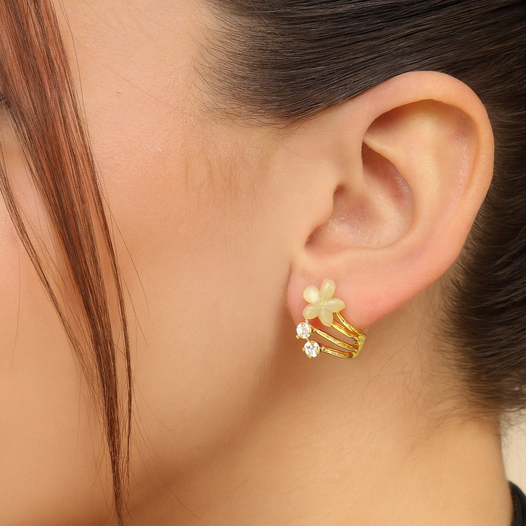 Rose Gold Plated Zircon and Stone Stud